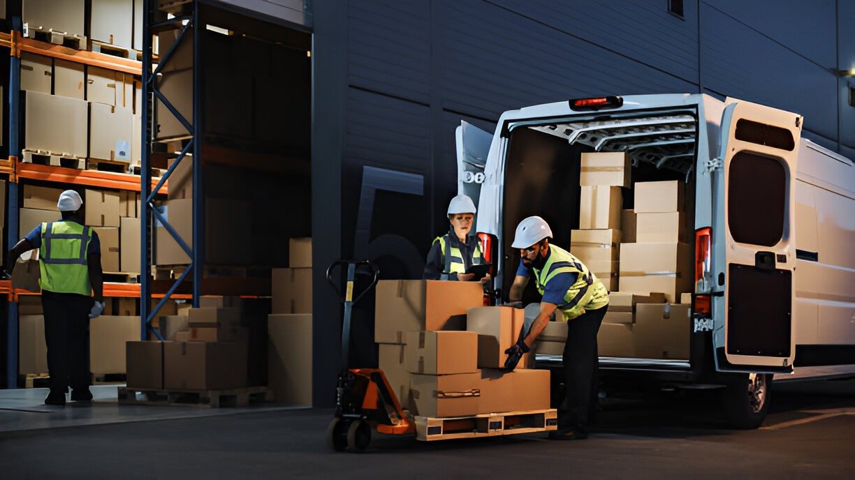 Outside of Logistics Retail Warehouse With Inventory Manager Using Tablet Computer